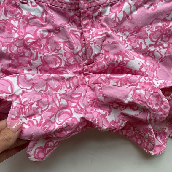 Lilly Pulitzer Buttercup She's A Fox Print Pink 5" Scallop Hem Shorts Size 00 - Picture 5 of 9